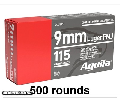 Aguila 9mm 115 grn
500 rounds