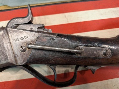 Antique Sharps Rifle, Patchbox Stock, Cartridge Box and Period Cartridges - Image 11 of 15