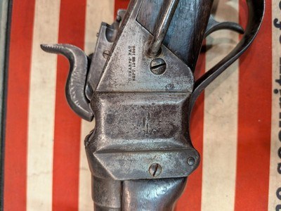 Antique Sharps Rifle, Patchbox Stock, Cartridge Box and Period Cartridges - Image 14 of 15