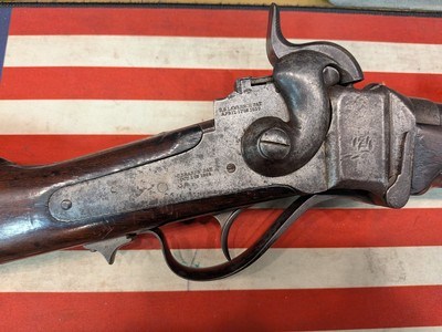 Antique Sharps Rifle, Patchbox Stock, Cartridge Box and Period Cartridges - Image 4 of 15