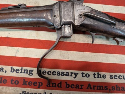 Antique Sharps Rifle, Patchbox Stock, Cartridge Box and Period Cartridges - Image 12 of 15