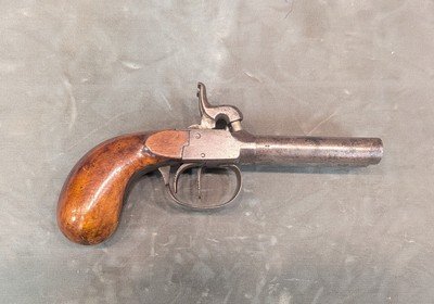Antique Belgian ELG Double Barrel Percussion Pocket Pistol Side-by-Side - Image 1 of 8