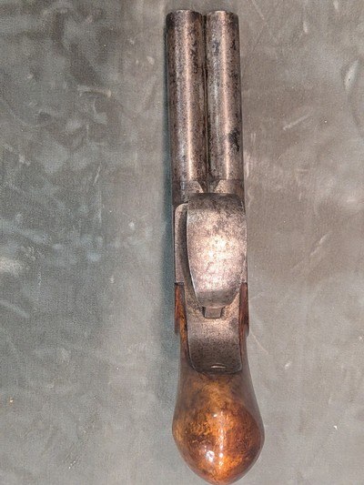 Antique Belgian ELG Double Barrel Percussion Pocket Pistol Side-by-Side - Image 4 of 8