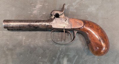 Antique Belgian ELG Double Barrel Percussion Pocket Pistol Side-by-Side - Image 2 of 8