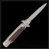 AKC Bill Deshivs Stag Leverletto Automatic Knife - 2 of 6