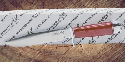 Blackjack Classic Model 7 Fixed Knife- 7" A2 Tool Steel Blade Red Micarta Handle - Image 4 of 6