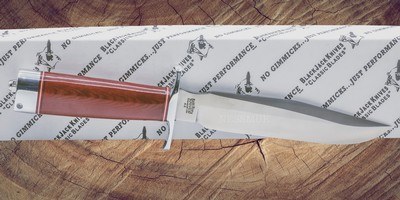 Blackjack Classic Model 7 Fixed Knife- 7" A2 Tool Steel Blade Red Micarta Handle - Image 1 of 6