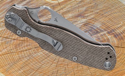 Spyderco Para Military 2 Brn Micarta Handles CPM Cru-Wear Steel Blade - C81MPCW2 - Image 5 of 7