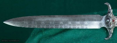 AmerRuss --- J. D. Smith & Joseph Shnayder --- Damascus Serpent Dagger in Jeweled Silver Sheath - Image 7 of 12
