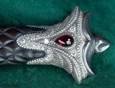 AmerRuss --- J. D. Smith & Joseph Shnayder --- Damascus Serpent Dagger in Jeweled Silver Sheath - Image 9 of 12