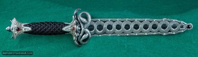 AmerRuss --- J. D. Smith & Joseph Shnayder --- Damascus Serpent Dagger in Jeweled Silver Sheath - Image 4 of 12