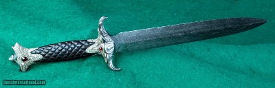 AmerRuss --- J. D. Smith & Joseph Shnayder --- Damascus Serpent Dagger in Jeweled Silver Sheath - Image 5 of 12