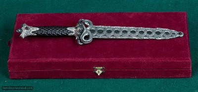 AmerRuss --- J. D. Smith & Joseph Shnayder --- Damascus Serpent Dagger in Jeweled Silver Sheath - Image 12 of 12