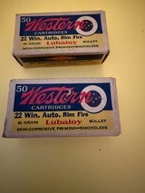 Western 22 WIn Auto Rim Fire Vintage Ammo 50 Cartridges Full Box