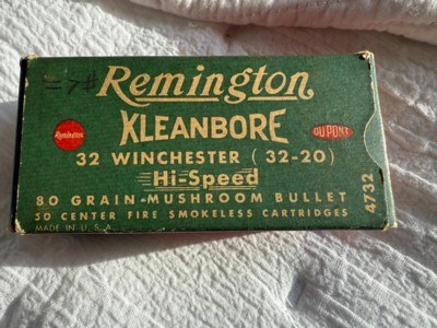 Vintage Remington Kleanbore Winchester 32-20 80 Grain
