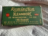 Vintage Remington Kleanbore Winchester 32-20 80 Grain