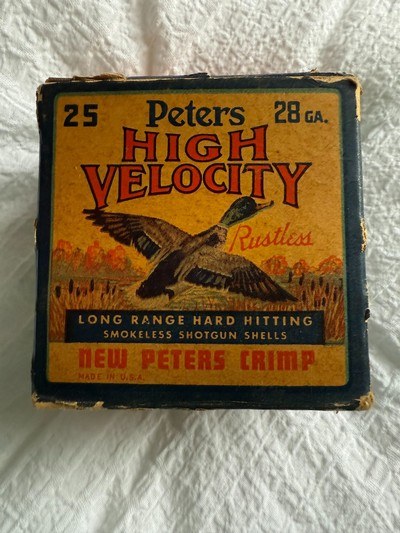 Vintage Peters Rustless High Velocity 28 Gauge Ammo