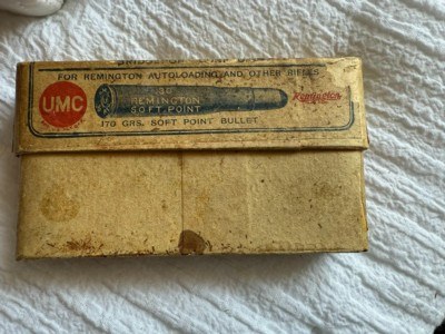 Vintage .30 Remington Smokeless UMC Two Piece Box 170 GRS. Soft Point Bullets - Image 1 of 6