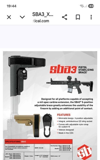SB Tactical, SBA3 black - Image 1 of 4
