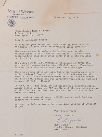 Georgia Sheriff Owned 1st Year Bright Stainless Model 60 Chief Special Factory Letter 99% - Image 5 of 14