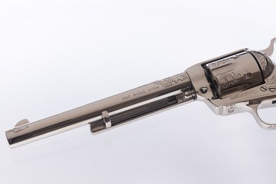Factory Engraved Colt SAA 3rd Gen 7 1/2” 9mm Nickel Rare! - Image 8 of 11