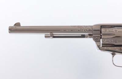 Factory Engraved Colt SAA 3rd Gen 7 1/2” 9mm Nickel Rare! - Image 3 of 11