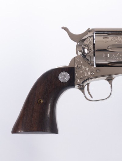Factory Engraved Colt SAA 3rd Gen 7 1/2” 9mm Nickel Rare! - Image 5 of 11