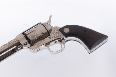 Factory Engraved Colt SAA 3rd Gen 7 1/2” 9mm Nickel Rare! - Image 7 of 11