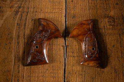 Ultra Rare Carved Kearsarge N Frame Smith & Wesson Grips Pre War - Image 1 of 2