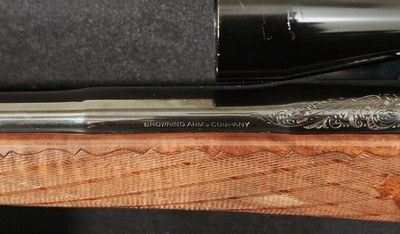1970 Browning Belgium Medallion .300 Win Mag - Hand Engraved, Period Scope & Brake, Bedded, Rare! - Image 4 of 19