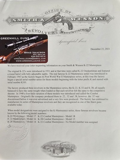 Smith & Wesson K-22 Masterpiece Revolver - Image 20 of 21