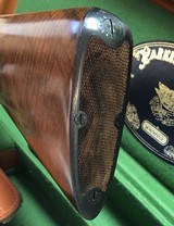 As New Parker Reproduction DHE 20GA - Leather Cased - Fantastic Figured English Straight Stock Wood - w/ Manual - 11 of 13