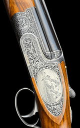 FABBRI EXHIBITION GAME SCENE MARIO TERZI ENGRAVED 12GA O/U SIDELOCK PIGEON GUN- CASED - CIRCA 2000 - PICTURED IN TERZI BOOK - AS NEW - 1 of 13