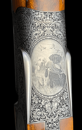 FABBRI EXHIBITION GAME SCENE MARIO TERZI ENGRAVED 12GA O/U SIDELOCK PIGEON GUN- CASED - CIRCA 2000 - PICTURED IN TERZI BOOK - AS NEW - 10 of 13