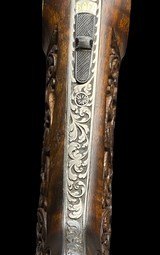 EXHIBITION GRADE H. DIRNBERGER DOUBLE RIFLE - 458 WIN MAG - PROFUSELY DEEP CHISEL ENGRAVED W/ 9 SOLID GOLD BIG GAME ANIMALS - FERLACH ART - 10 of 14