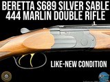 LIKE-NEW BERETTA S689 SILVER SABLE DOUBLE RIFLE 444 MARLIN - 24