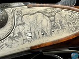 NIB MERKEL GERMANY - 160A-EY LUX AFRICA DOUBLE RIFLE - 470 NITRO EXPRESS - KROTH GAME SCENE ENGRAVED ELEPHANT & RHINO - 18 of 20