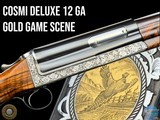 COSMI DELUXE 12 GA - GOLD GAME SCENE - RELIEF FLORAL & SCROLL - DELUXE WOOD - 1 of 20