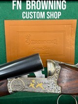 FN BROWNING - CUSTOM SHOP - 12 GA - SxS - 28" - GOLD GAME SCENE - CASED - 1 of 19