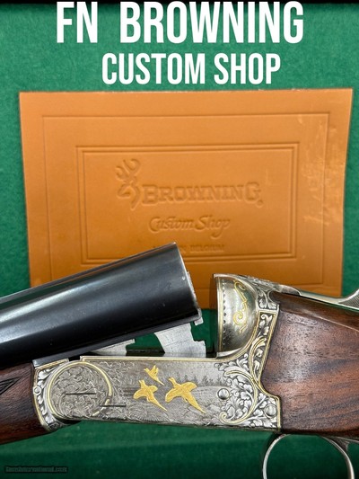 FN BROWNING - CUSTOM SHOP - 12 GA - SxS - 28" - GOLD GAME SCENE - CASED