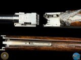 DELUXE PERUGINI & VISINI MAESTRO 12 GA O/U DETACHABLE TRIGGER GROUP - P. PARRAVICINI ENGRAVED - RELIEF SCROLL W/ GAME BIRDS - 20 of 20