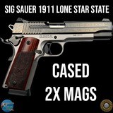 FACTORY ENGRAVED SIG SAUER 1911 TEXAS "LONE START STATE" - TWO TONE - CASED