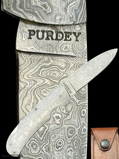 JAMES PURDEY - LONDON - HAND-FORGED
DAMASCUS FOLDING KNIFE - AS NEW - PERFECT GIFT