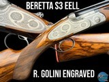 DELUXE BERETTA S3 EELL 12 GA SIDELOCK O/U -R. GOLINI ROSE & SCROLL ENGRAVED