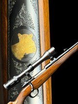 STUNNING - AUG. FRANCOTTE - BELGIUM - 300 H&H - GOLD GAME SCENE ENGRAVED - SWAROVSKI QUICK-DETACH SCOPE - - 1 of 16
