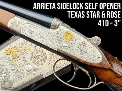 TEXAS STAR & ROSE GOLD- ARRIETA SPAIN - 410 3" - SIDELOCK SELF-OPENER SXS