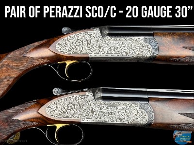 DESIABLE PAIR PERAZZI SCO/C 20 GAUGE - ENGRAVING NO. 335 - CASED - 30" BARRELS