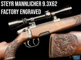 STEYR MANNLICHER FACTORY ENGRAVED 9.3X62 - SALESMAN SAMPLE - CARVED STOCK