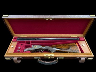 FANZOJ | DELUXE SIDELOCK DOUBLE RIFLE | 470 NE | GOLD INDIA GAME AND SCROLL ENGRAVED | CASED