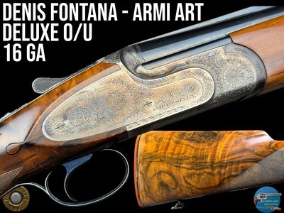 DENIS FONTANA ~ ARMI ART ITALY - 16 GA - DELUXE SIDEPLATED O/U - ROSE & SCROLL - DELUXE WOOD